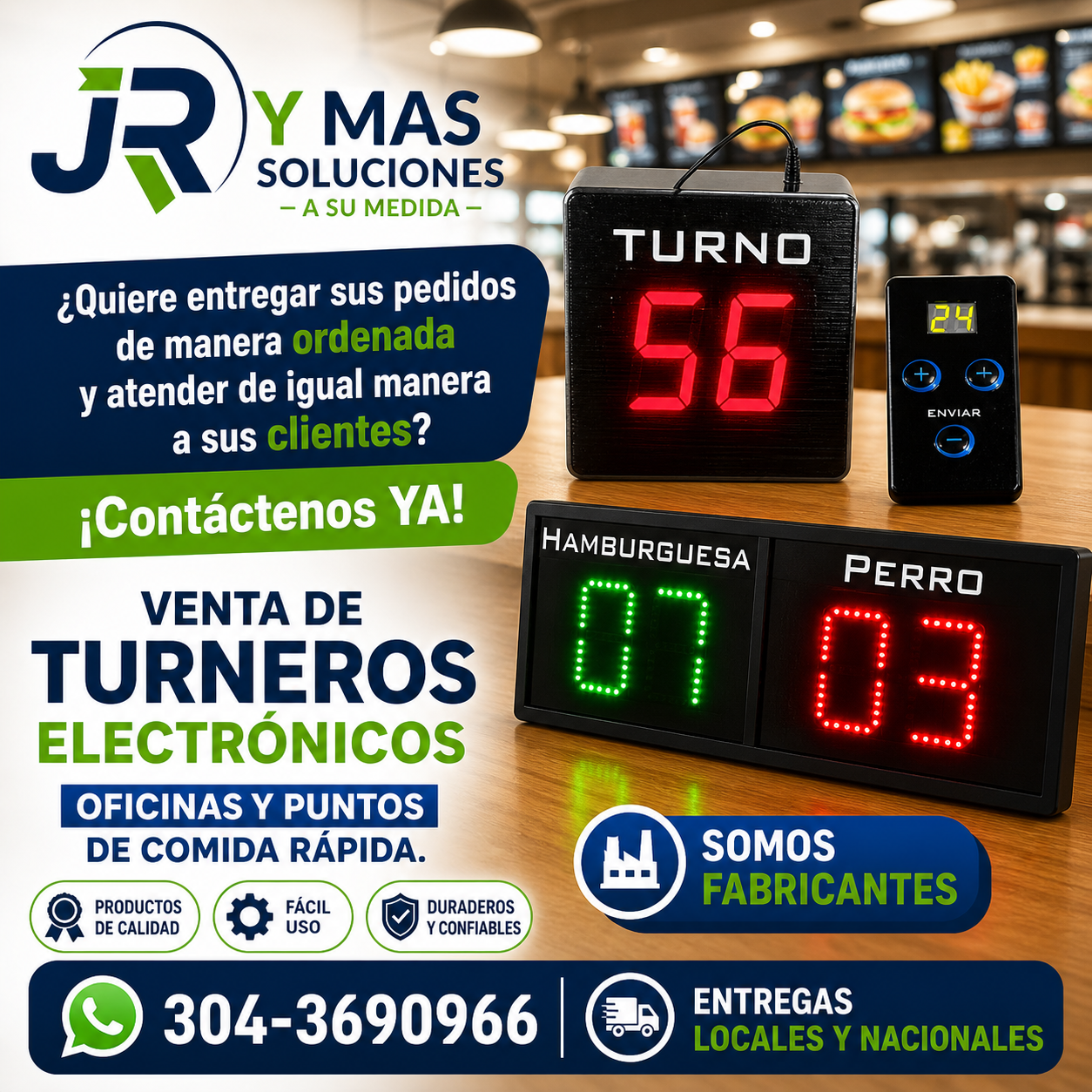 TURNERO ELECTRÓNICO OFICINAS PUNTOS COMIDA RAPIDA